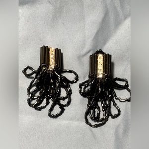 Vintage black beads and cz clip on